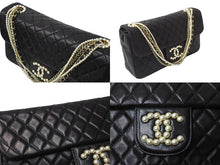 画像をギャラリービューアに読み込む, CHANEL シャネル マトラッセ ウエストミンスター バッグ 15番台 ラムスキン レザー コットンパール ブラック 美品 中古 64739
