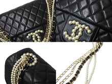 画像をギャラリービューアに読み込む, CHANEL シャネル マトラッセ ウエストミンスター バッグ 15番台 ラムスキン レザー コットンパール ブラック 美品 中古 64739