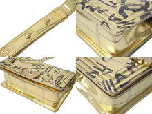 Load image into Gallery viewer, CHANEL シャネル ボーイシャネル チェーンショルダーバッグ 25cm グラフィティ 28番台 773 レザー ゴールド 美品 中古 64743