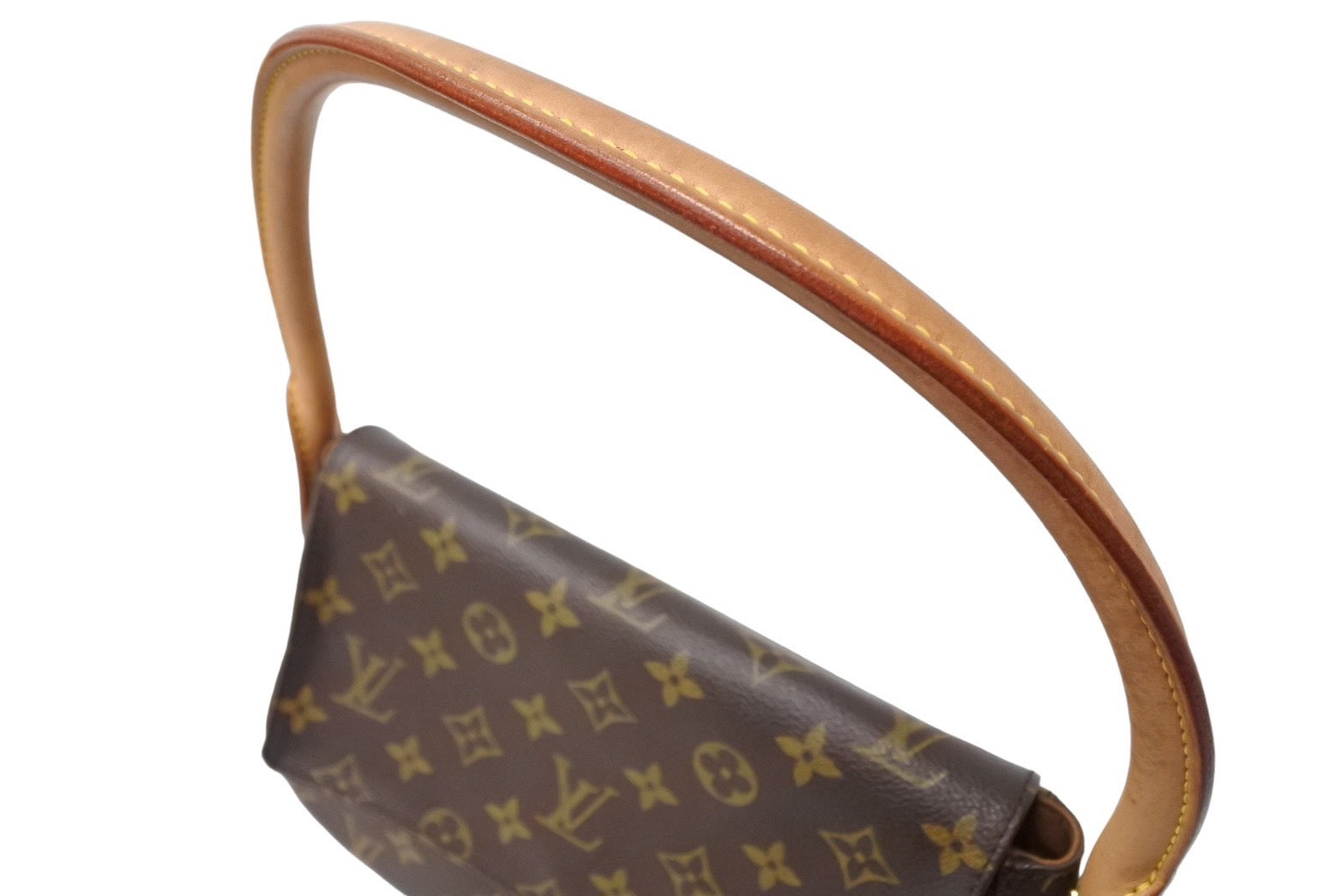 美品 LOUIS VUITTON ルイヴィトン モノグラム 瑞々しく ミニルーピング ブラウン ベージュ ゴールド金具