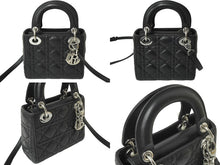 Load image into Gallery viewer, 極美品 Christian Dior クリスチャンディオール レディディオール ミニ ハンドバッグ 旧型 ラムスキン ブラック 中古 64772