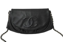 Load image into Gallery viewer, CHANEL シャネル ショルダーバッグ ハーフムーンチェーンウォレット ココマーク 15番台 キャビアスキン ブラック 美品 中古 64779