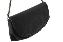 Load image into Gallery viewer, CHANEL シャネル ショルダーバッグ ハーフムーンチェーンウォレット ココマーク 15番台 キャビアスキン ブラック 美品 中古 64779