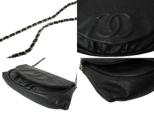 Load image into Gallery viewer, CHANEL シャネル ショルダーバッグ ハーフムーンチェーンウォレット ココマーク 15番台 キャビアスキン ブラック 美品 中古 64779
