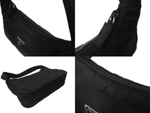 Load image into Gallery viewer, 極美品 PRADA プラダ ホーボー ハンドバッグ MV515 トライアングルロゴ ブラック ナイロン シルバー金具 中古 64780