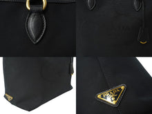 Load image into Gallery viewer, PRADA プラダ トートバッグ ロゴ ジャガード 1BG158 UCWF0002 00 キャンバス レザー ブラック 美品 中古 64783