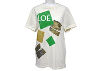 Load image into Gallery viewer, LOEWE ロエベ 半袖Ｔシャツ トップス クールネック ロゴプリント S540Y22X06 ベージュ グリーン ゴールド サイズS 良品 中古 64820