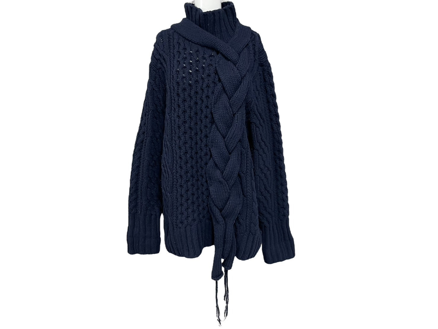 2007AW SACAI サイドアームバンド　タートルネックセーター　ネイビー 2007AW SACAI サイドアームバンド タートルネックセーター ネイビー