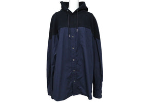 sacai サカイ パーカー 20SS サイズ3 ドッキング シャツ ブラック ネイビー コットン SCM-026 美品 中古 64839