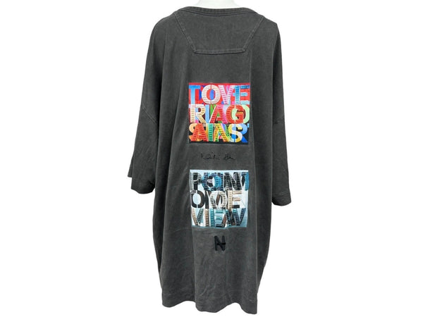 JUUN J Tops Short Sleeve T-shirt Cool Neck Round Neck Colorful Back Print Gray Black JC3442P823 M Used 64842