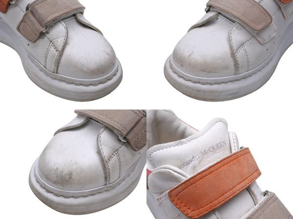 Alexander McQueen Kids Sneakers Velcro Size 30L White Pink Orange Good Used 64848