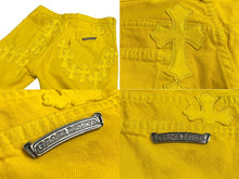 画像をギャラリービューアに読み込む, CHROMEHEARTS クロムハーツ LEVI'S リーバイス クロスパッチ ウォッシュドデニムパンツ イエロー サイズ31 美品 中古 64872
