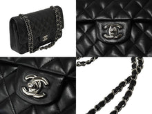 画像をギャラリービューアに読み込む, 極美品 CHANEL シャネル チェーンショルダーバッグ マトラッセ25 Wフラップラップ ブラックシルバー 11番台 中古 64874
