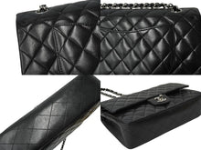 画像をギャラリービューアに読み込む, 極美品 CHANEL シャネル チェーンショルダーバッグ マトラッセ25 Wフラップラップ ブラックシルバー 11番台 中古 64874