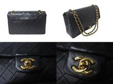 画像をギャラリービューアに読み込む, CHANEL シャネル マトラッセ シングルフラップ ジップ付き 1番台 ラムスキン ブラック ゴールド金具 美品 中古 64878