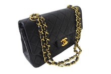 画像をギャラリービューアに読み込む, CHANEL シャネル チェーンショルダーバッグ Wフラップ マトラッセ 23cm ココマーク ラムスキン 1番台 ブラック ゴールド金具 美品 中古 64879