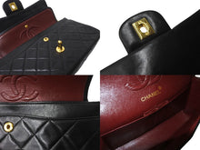 画像をギャラリービューアに読み込む, CHANEL シャネル チェーンショルダーバッグ Wフラップ マトラッセ 23cm ココマーク ラムスキン 1番台 ブラック ゴールド金具 美品 中古 64879