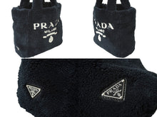 Load image into Gallery viewer, PRADA プラダ テリー ミニトート 2wayハンドバッグ レタリングロゴ 1BG447 ブラック ホワイト シルバー金具 良品 中古 64888