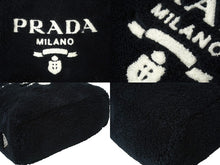 Load image into Gallery viewer, PRADA プラダ テリー ミニトート 2wayハンドバッグ レタリングロゴ 1BG447 ブラック ホワイト シルバー金具 良品 中古 64888