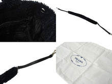 Load image into Gallery viewer, PRADA プラダ テリー ミニトート 2wayハンドバッグ レタリングロゴ 1BG447 ブラック ホワイト シルバー金具 良品 中古 64888
