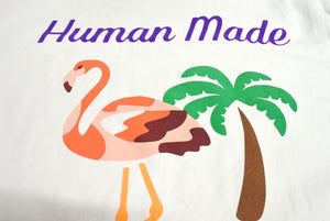 HUMAN MADE ヒューマンメイド 長袖Ｔシャツ トップス ロンT ロングスリーブ フラミンゴ ロゴ ホワイト パープル グリーン XXL 中古 64819