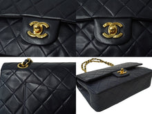 画像をギャラリービューアに読み込む, CHANEL シャネル マトラッセ Wフラップチェーンショルダーバッグ 1番台 ラムスキン 25cm ネイビー ゴールド金具 中古 64892