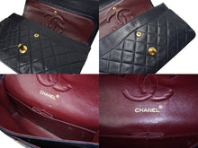 画像をギャラリービューアに読み込む, CHANEL シャネル マトラッセ Wフラップチェーンショルダーバッグ 1番台 ラムスキン 25cm ネイビー ゴールド金具 中古 64892