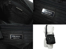 Load image into Gallery viewer, PRADA プラダ ミニメッセンジャー ショルダーバッグ トライアングルロゴ ナイロン ブラック シルバー金具 美品 中古 64902