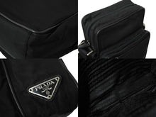 Load image into Gallery viewer, PRADA プラダ ミニメッセンジャー ショルダーバッグ トライアングルロゴ ナイロン ブラック シルバー金具 美品 中古 64902