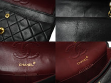 Load image into Gallery viewer, CHANEL シャネル チェーンショルダーバッグ Wフラップ マトラッセ 23cm ココマーク ラムスキン 1番台 ブラック ゴールド金具 美品 中古 64907
