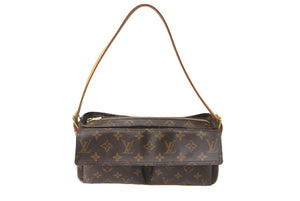 極美品 LOUIS VUITTON ルイ ヴィトン ハンドバッグ モノグラム ヴィバシテMM PVCコーティング M51164 ブラウン ゴールド金具 中古 64908