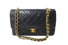 画像をギャラリービューアに読み込む, 極美品 CHANEL シャネル チェーンショルダーバッグ マトラッセ25 ラムスキン Wフラップラップ ブラックゴールド 6番台 中古 64911