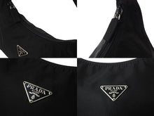 Load image into Gallery viewer, 極美品 PRADA プラダ ハンドバッグ ホーボー ショルダーバッグ ミニバックMV515 三角プレート ナイロン ブラック 中古 64912