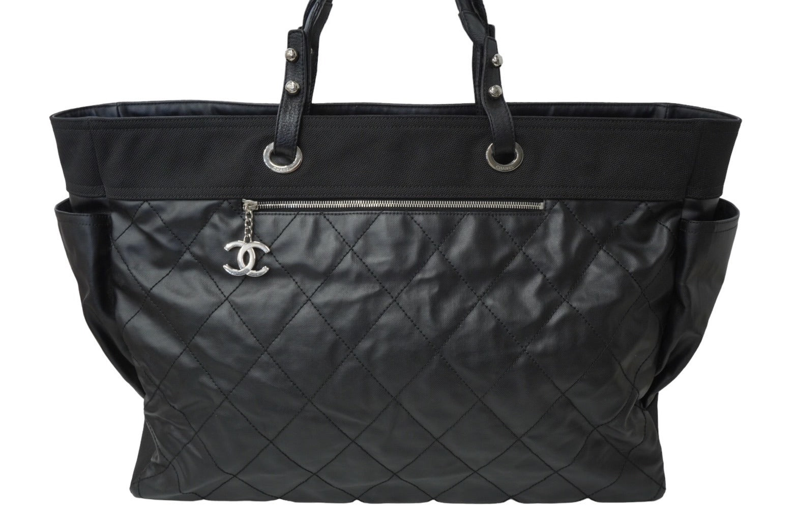 CHANEL シャネル トートバッグTGM パリビアリッツ 11番台 コーティングキャンバス レザー ブラック シルバー金具 美品 中古 64915  – Casanova Vintage