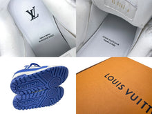 Load image into Gallery viewer, 極美品 LOUISVUITTON ルイヴィトン LVトレイナー マキシ ライン ローカットスニーカー VL 0263 ブルー ホワイト サイズ8 中古 64969