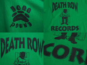 DEATHROW RECORDS Dogpound Short Sleeve T-shirt Tops Cool Neck Green Black Good Condition Used 64981
