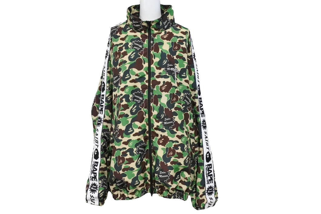 極美品 A BATHING APE アベイシングエイプ SAINT MICHAEL セントマイケル アウター ブルゾン SM-YS8-0000-C29 サイズXL グリーン 中古 64987