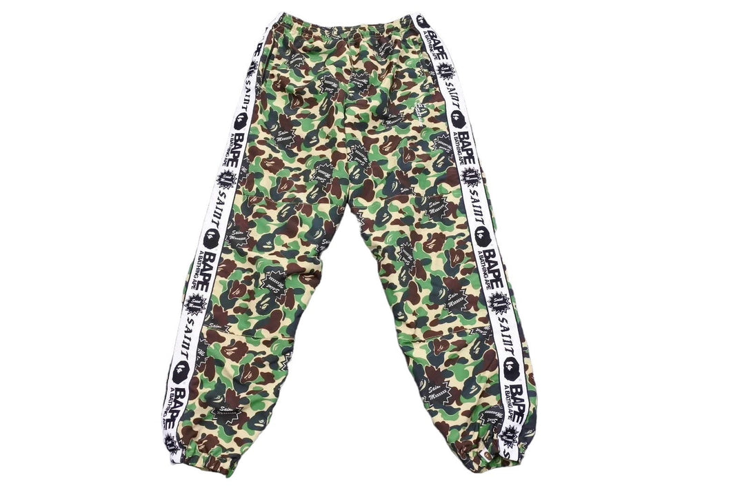 極美品 SAINT MICHAEL BAPE セントマイケル アベイシングエイプ トラックパンツ SM-YS8-0000-C30 サイズM グリーン 美品 中古 64988