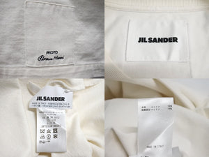 美品 JIL SANDER ジルサンダー 長袖Ｔシャツ 厚手 トップス ワッペン クールネック KKJMIW0512 ホワイト コットン XL 中古 65000