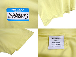 VETEMENTS ヴェトモン ダメージTシャツ 半袖Tシャツ UE63TR640Y HELLO my Name is VETEMENTS イエロー サイズM 美品 中古 65001