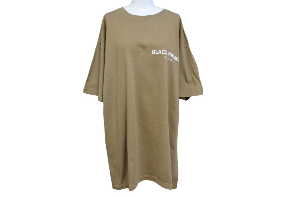 BLACK VINTAGE ブラック ヴィンテージ 半袖Tシャツ トップス カットソー クールネック ブラウン ホワイト サイズXXL 美品 中古 65023