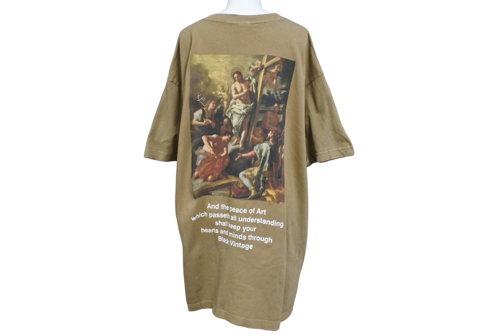 BLACK VINTAGE ブラック ヴィンテージ 半袖Tシャツ トップス カットソー クールネック ブラウン ホワイト サイズXXL 美品 中古 65023