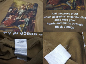 BLACK VINTAGE ブラック ヴィンテージ 半袖Tシャツ トップス カットソー クールネック ブラウン ホワイト サイズXXL 美品 中古 65023