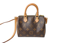 画像をギャラリービューアに読み込む, LOUIS VUITTON ルイヴィトン ナノスピーディ ハンドバッグ 2WAY M61252 モノグラムキャンバス ヌメ革 美品 中古 65041