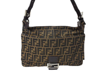 画像をギャラリービューアに読み込む, FENDI フェンディ ズッカ柄 ショルダーバッグ マンマバケット ジャガード レザー ブラウン シルバー金具 良品 中古 65042