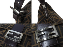 画像をギャラリービューアに読み込む, FENDI フェンディ ズッカ柄 ショルダーバッグ マンマバケット ジャガード レザー ブラウン シルバー金具 良品 中古 65042