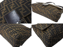 画像をギャラリービューアに読み込む, FENDI フェンディ ズッカ柄 ショルダーバッグ マンマバケット ジャガード レザー ブラウン シルバー金具 良品 中古 65042