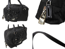 Load image into Gallery viewer, PRADA プラダ ハートビジュー ミニハンドバッグ ミニボストン BN1134 ナイロン ブラック シルバー金具 良品 中古 65047