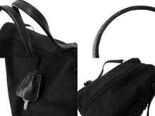 Load image into Gallery viewer, PRADA プラダ ハートビジュー ミニハンドバッグ ミニボストン BN1134 ナイロン ブラック シルバー金具 良品 中古 65047