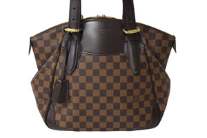 LOUIS VUITTON ルイヴィトン ヴェローナGM トートバッグ N41119 ダミエ エベヌ PVC レザー ゴールド金具 美品 中古 65048